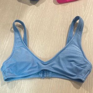 Aerie Bikini Light Blue Ribbed Shine Top (Small)